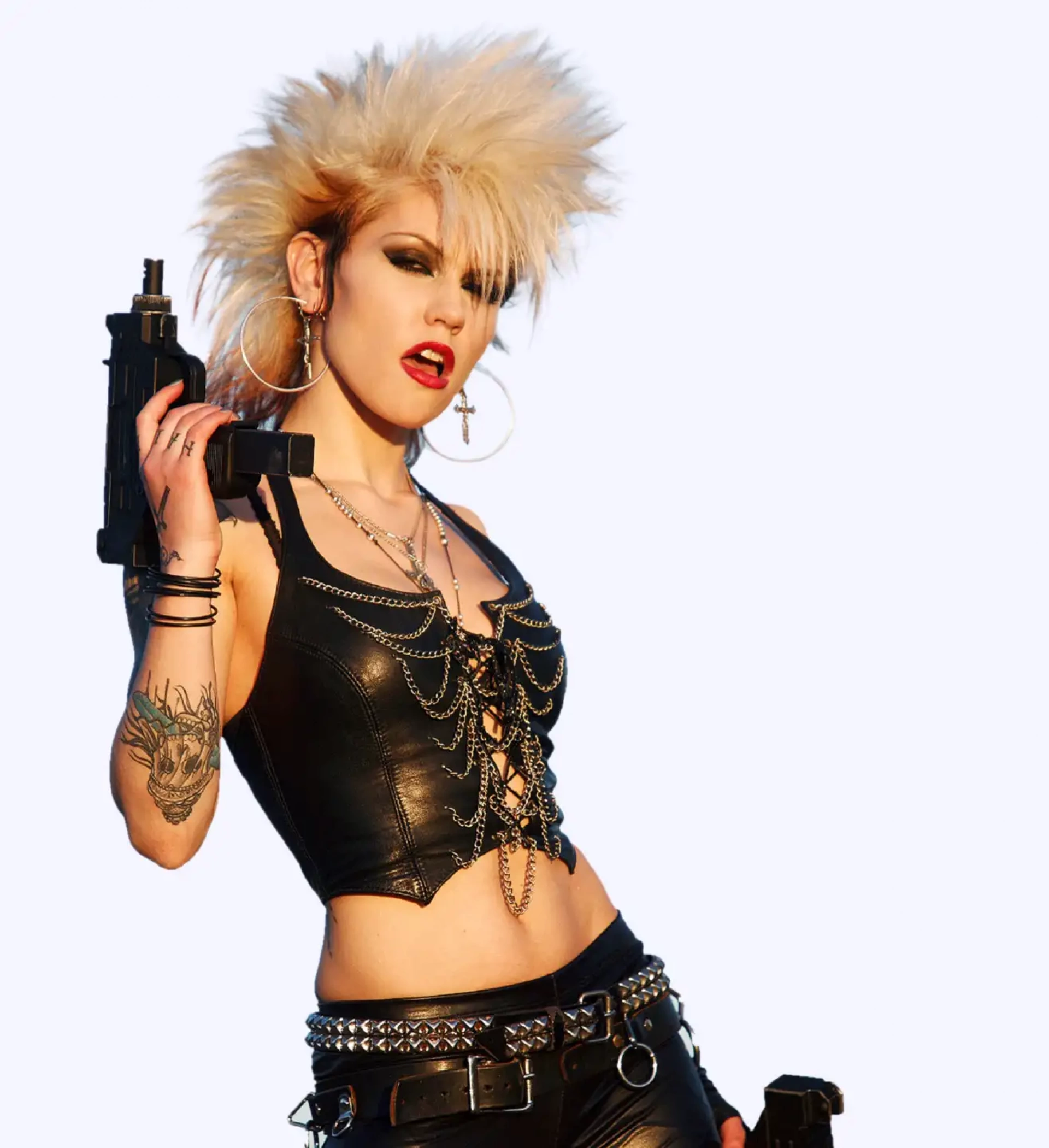 punk girl with machine pistols